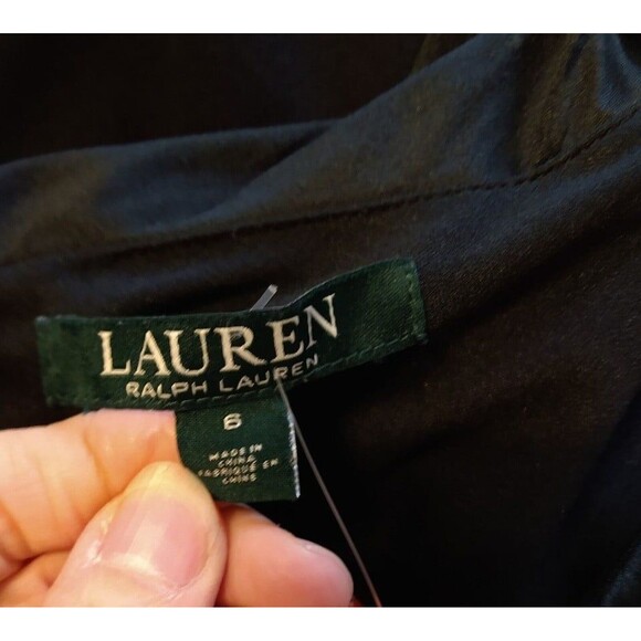 Lauren Ralph Lauren wide leg ruffled v-neck sleeveless black Romper Size 6 Boho - Picture 10 of 11